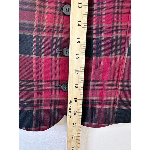 Vintage Y2K Womens Pendleton Red Plaid Dark Academia Preppy Wool Button Vest 6P - Picture 4 of 6